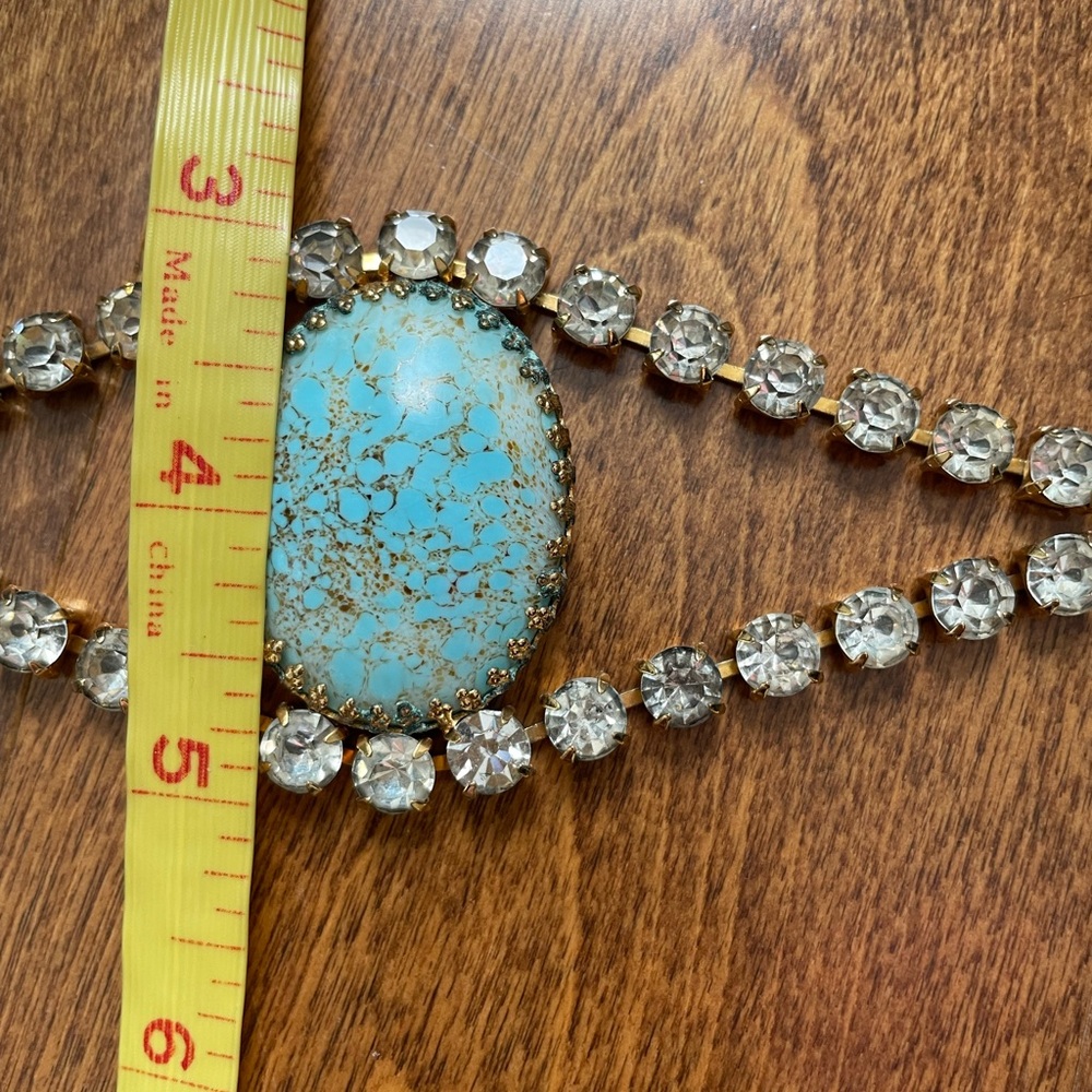 Vintage Juliana Delizza & Elster D&E Rhinestone Turquoise Gold Belt - Picture 10 of 13